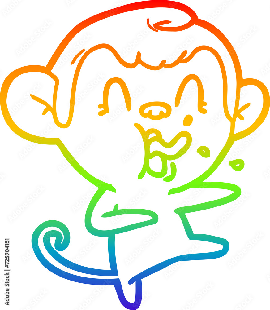 rainbow gradient line drawing crazy cartoon monkey dancing rainbow gradient line drawing crazy cartoon monkey dancing