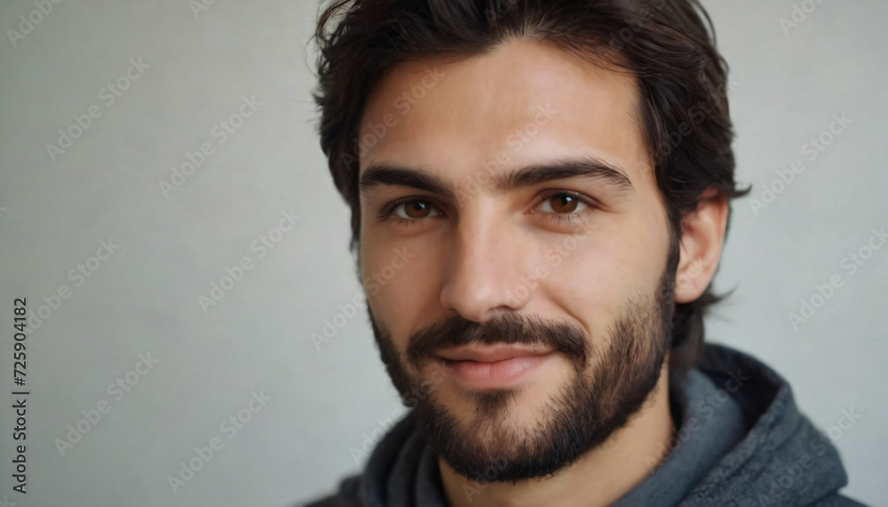 Young Brunette Man with Warm Smile and Hazel Eyes - Headshot Portrait Young Brunette Man with Warm Smile and Hazel Eyes - Headshot Portrait