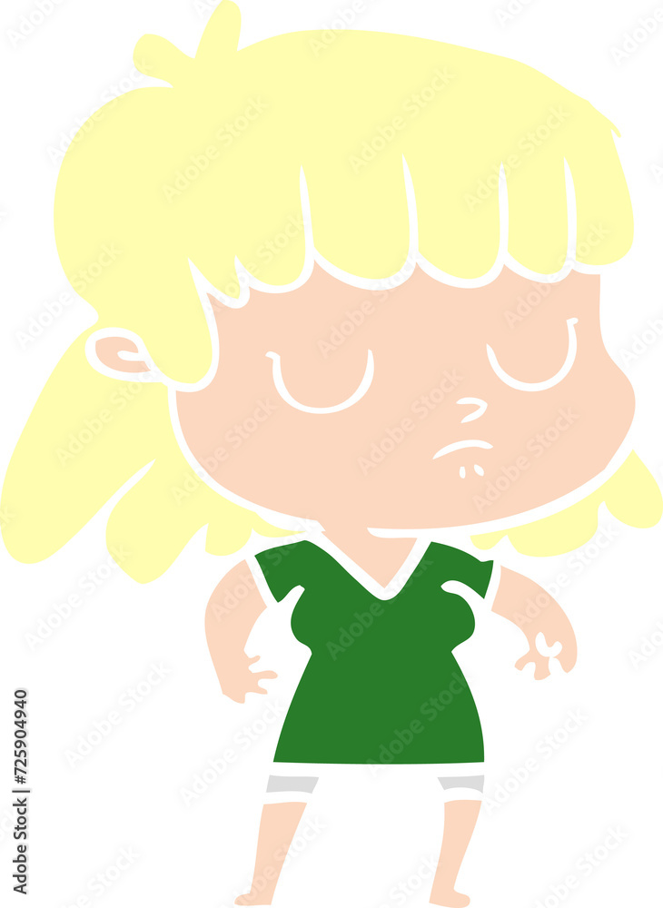 flat color style cartoon indifferent woman flat color style cartoon indifferent woman