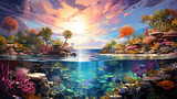 Aqua Symphony: A Breathtaking Ocean Canvas Teeming With Vibrant Fish and Lush Corals