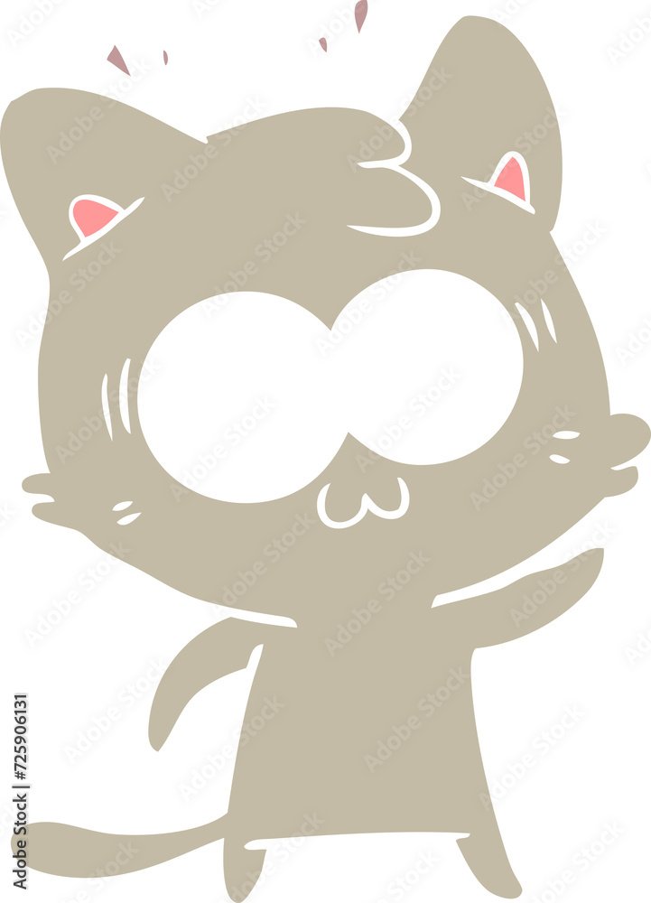 Obraz premium flat color style cartoon surprised cat