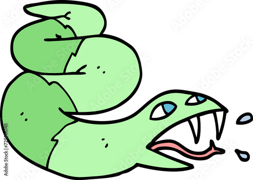 hand drawn doodle style cartoon hissing snake
