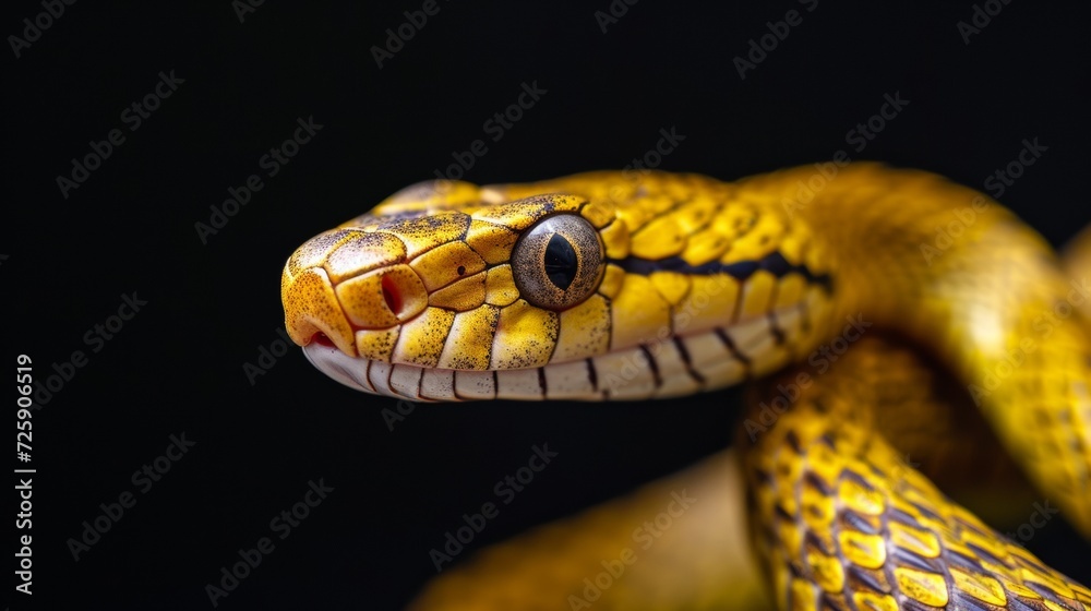Close Up of Snake on Black Background Close Up of Snake on Black Background
