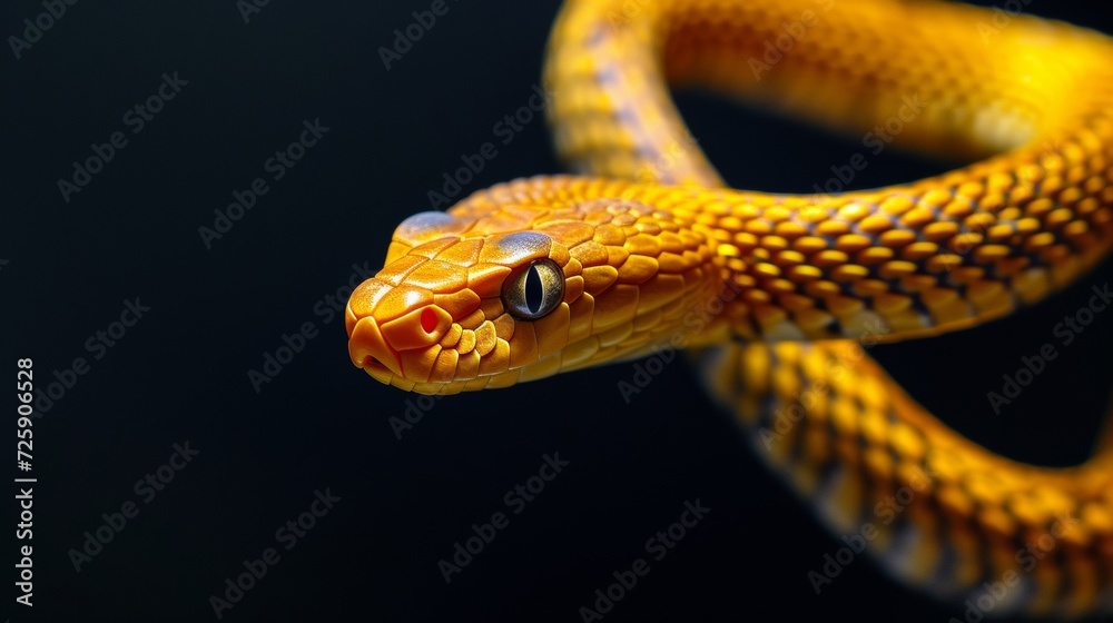 Close Up of Snake on Black Background Close Up of Snake on Black Background