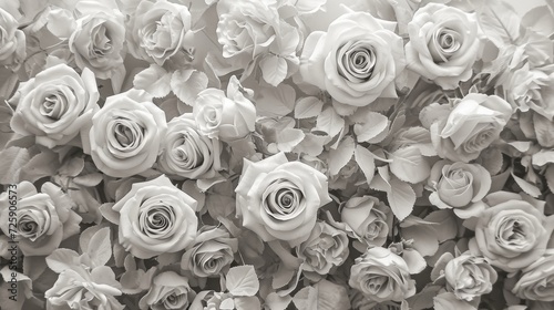 Black and White Photo of a Bunch of Roses