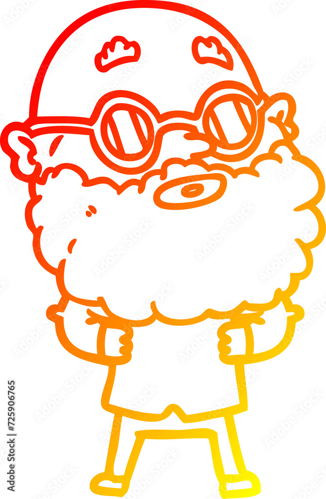warm gradient line drawing cartoon curious man with beard and glasses warm gradient line drawing cartoon curious man with beard and glasses