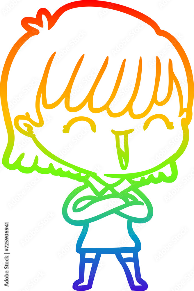 rainbow gradient line drawing cartoon woman rainbow gradient line drawing cartoon woman