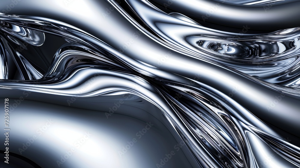 Abstract Silver Background With Wavy Lines