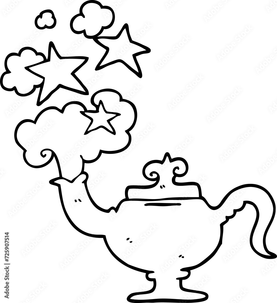 Obraz premium line drawing cartoon magic lamp