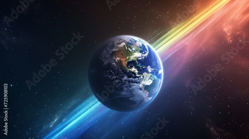Earth in the Center of a Rainbow-Colored Space © NK