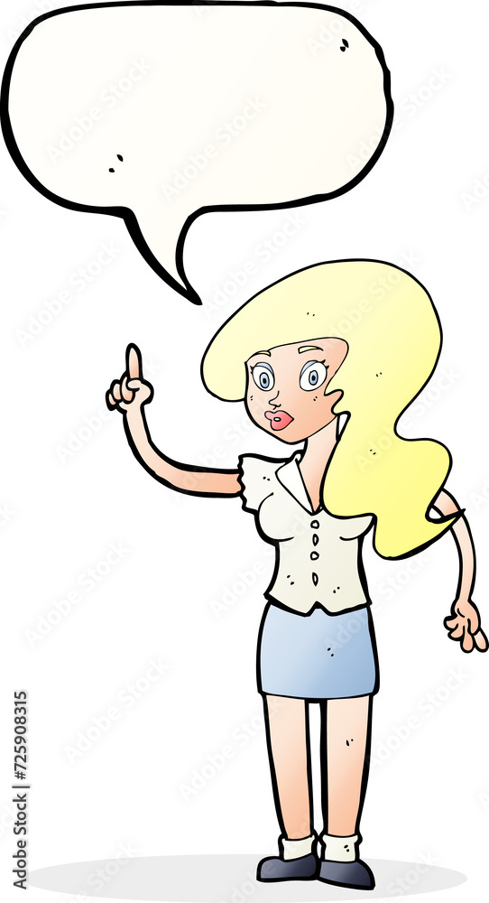 cartoon pretty woman with idea with speech bubble cartoon pretty woman with idea with speech bubble