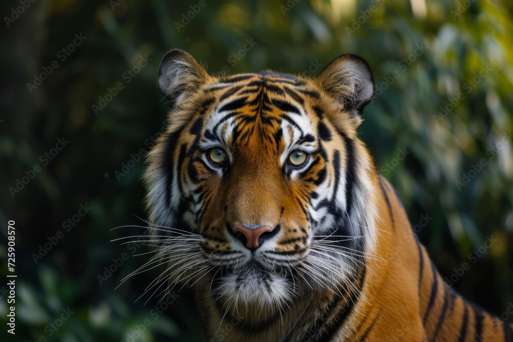 Portrait of a tiger in its natural habitat.