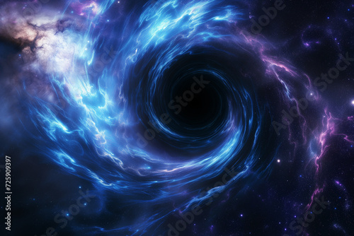 Black hole, wormhole, vortex, spiral nebula in deep space and cosmos, part of the Universe on abstract background. AI generated