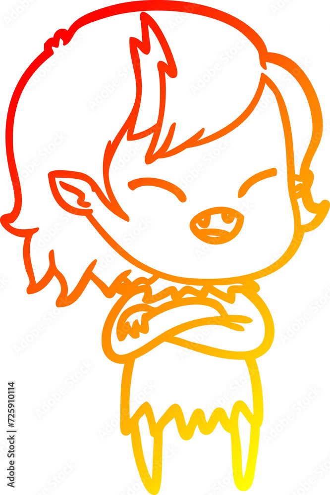 warm gradient line drawing cartoon laughing vampire girl warm gradient line drawing cartoon laughing vampire girl