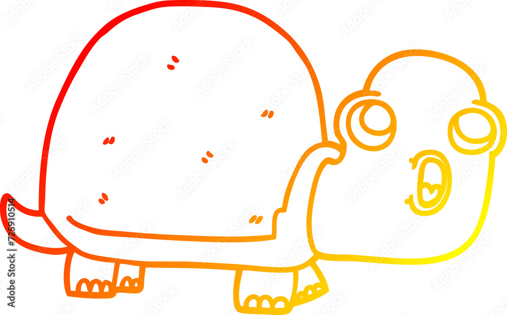 warm gradient line drawing cartoon shocked turtle