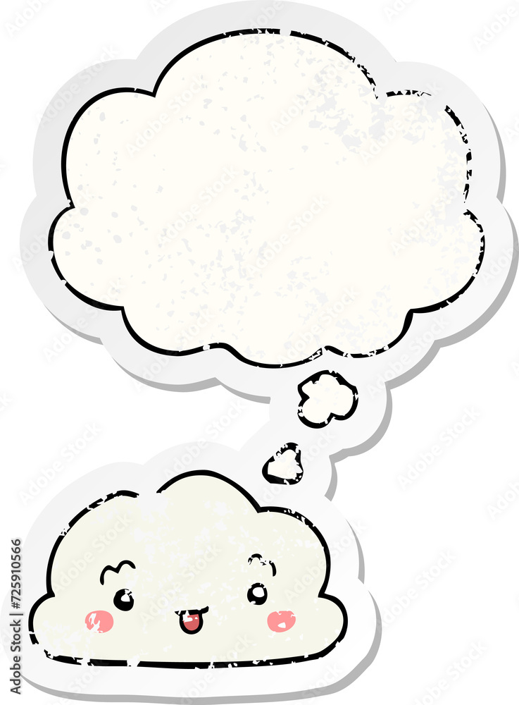 cartoon cloud and thought bubble as a distressed worn sticker cartoon cloud and thought bubble as a distressed worn sticker