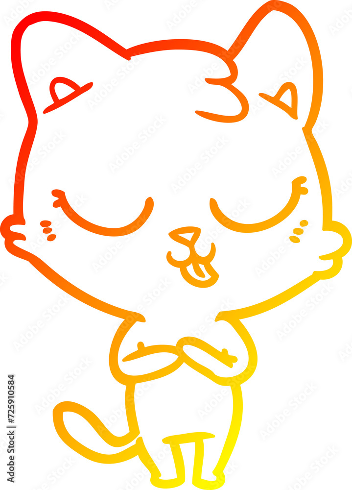 warm gradient line drawing cartoon cat warm gradient line drawing cartoon cat