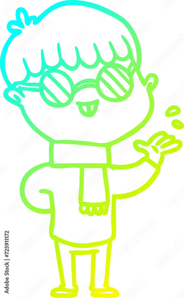 cold gradient line drawing cartoon boy wearing spectacles cold gradient line drawing cartoon boy wearing spectacles