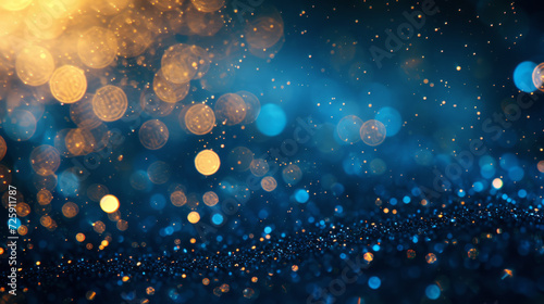 Festive Bokeh on New Year's Eve in Blue and Gold