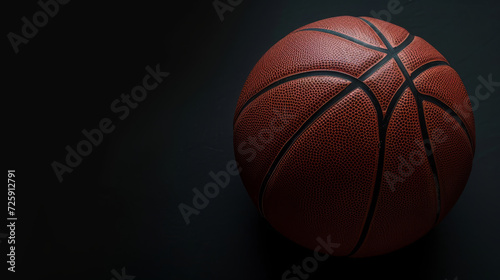 An artistic and minimalistic image featuring a dark basketball set against a solid black background, creating a sense of stark contrast and simplicity. © Mosaic Media