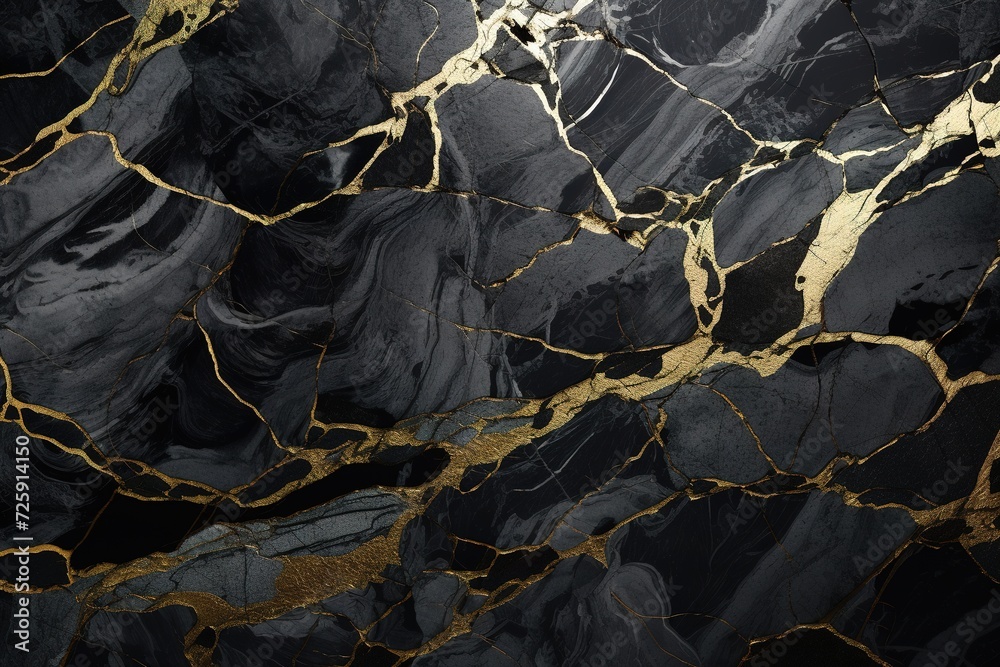 Exquisite black marble with striking golden veins, perfect for sophisticated backgrounds, elegant wallpapers, or luxury product presentation.