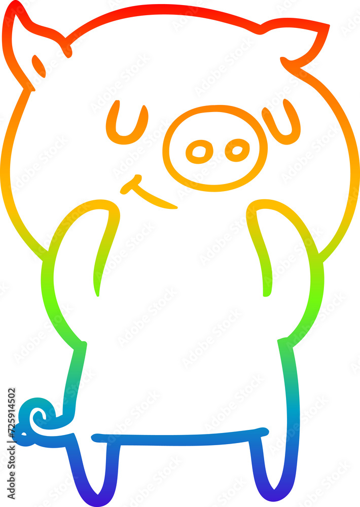 rainbow gradient line drawing happy cartoon pig rainbow gradient line drawing happy cartoon pig