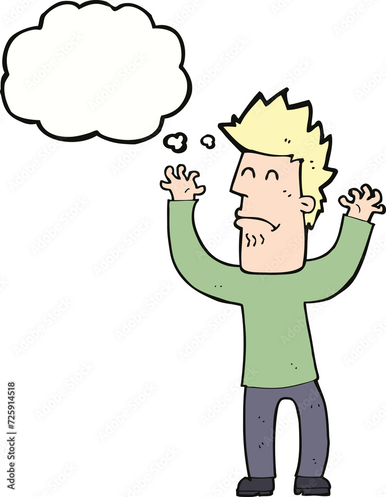 cartoon stresssed man with thought bubble cartoon stresssed man with thought bubble