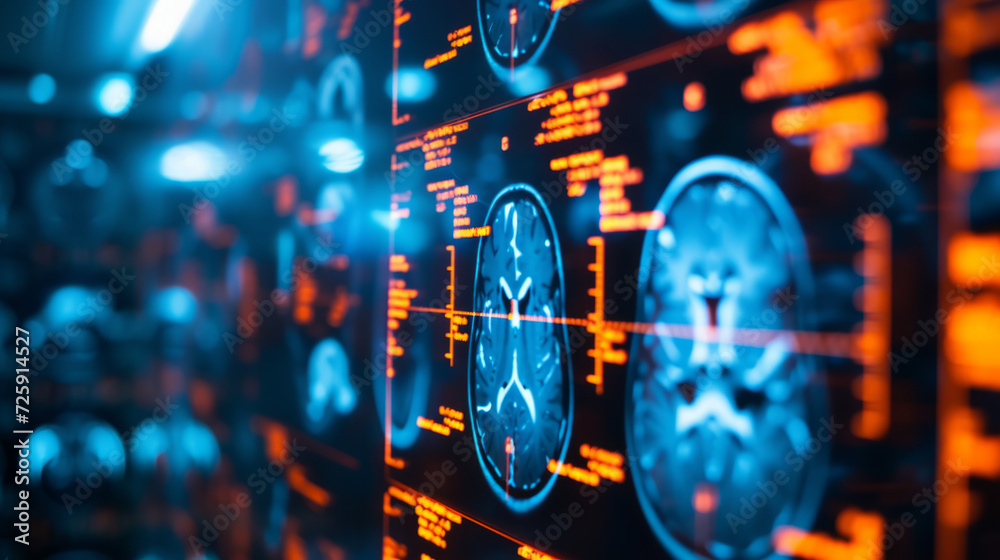 Fototapeta premium Blurred backdrop of Brain imaging utilizing MRI technology.