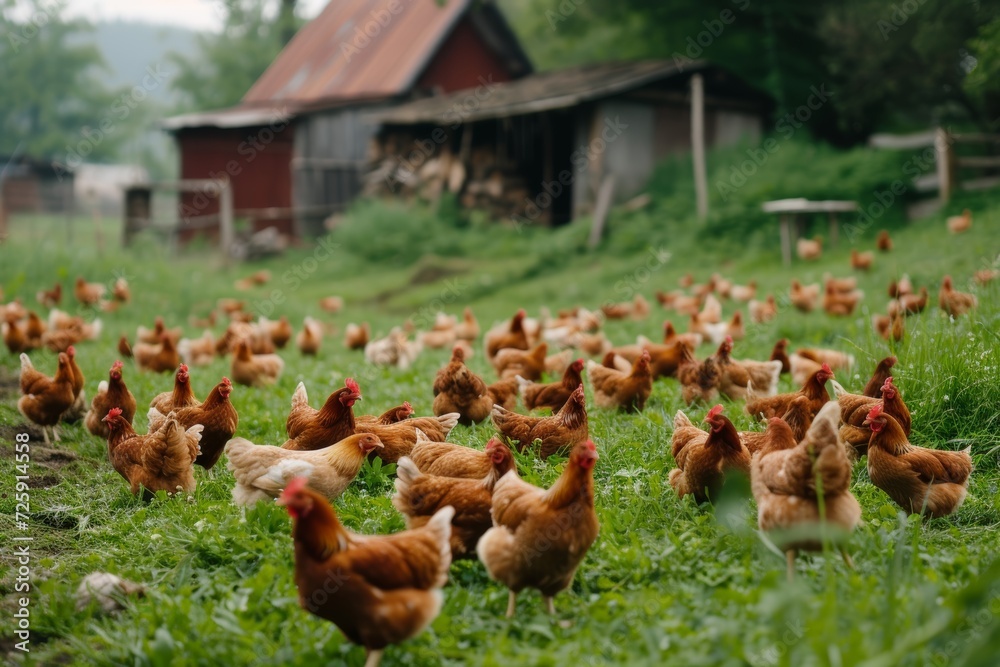 Fototapeta premium chicken farm ,industry,snapshot asthetic ariel top view