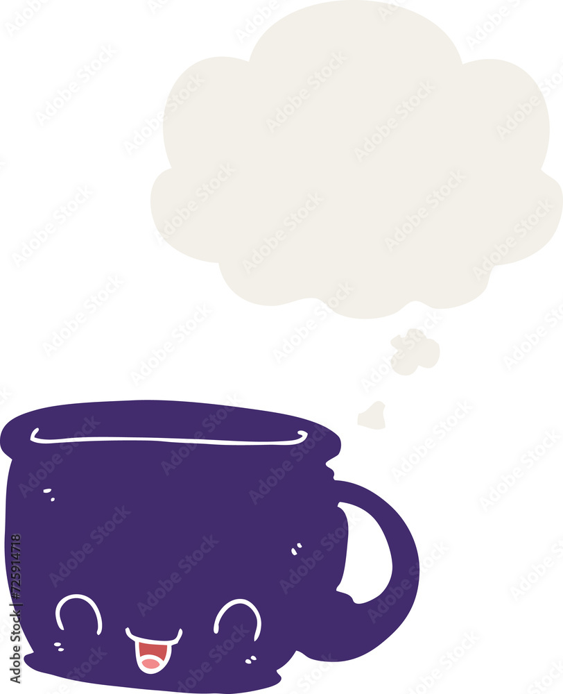 cartoon cup of coffee and thought bubble in retro style cartoon cup of coffee and thought bubble in retro style