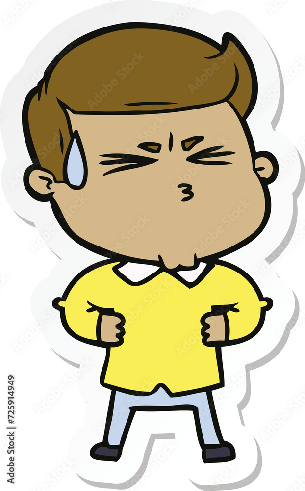 sticker of a cartoon man sweating sticker of a cartoon man sweating