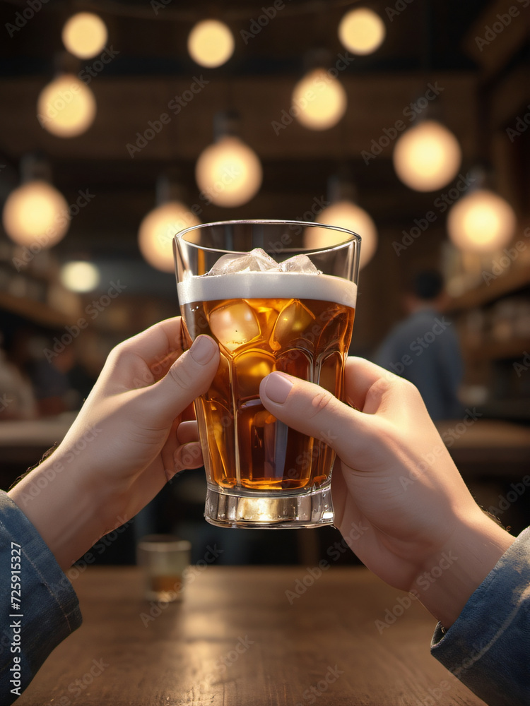 Photo Of Illustration Of Hands Holding Alcohol Drinks.