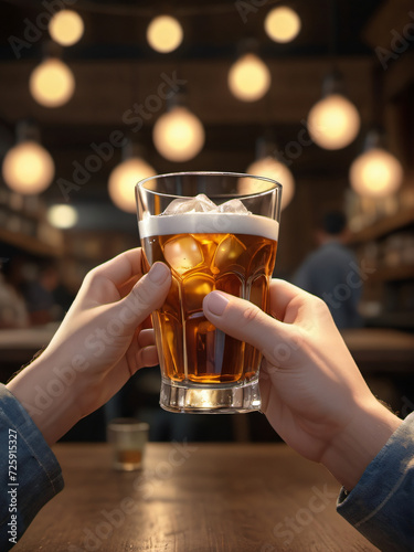 Photo Of Illustration Of Hands Holding Alcohol Drinks.