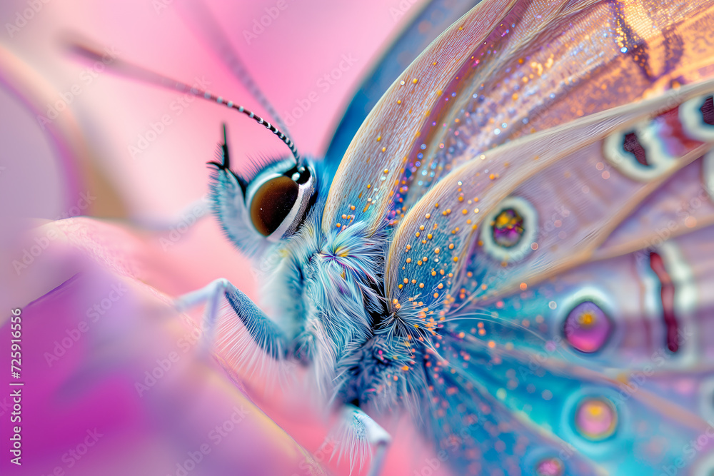 Macro photography of butterfly. Details of a beautiful butterfly wing. - obrazy, fototapety, plakaty 