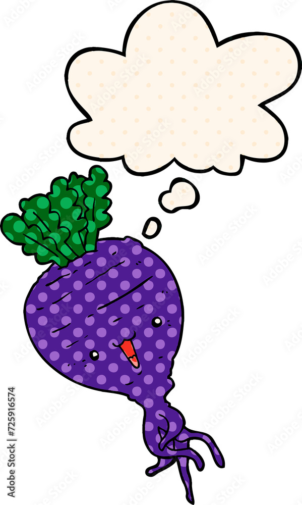 cartoon turnip and thought bubble in comic book style cartoon turnip and thought bubble in comic book style