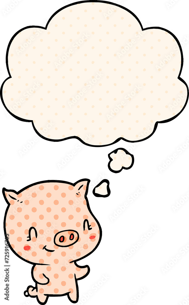 cartoon pig and thought bubble in comic book style cartoon pig and thought bubble in comic book style