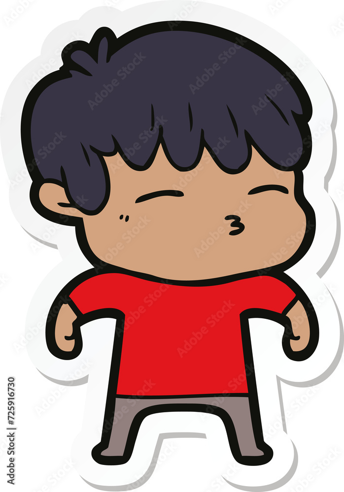 sticker of a cartoon curious boy sticker of a cartoon curious boy