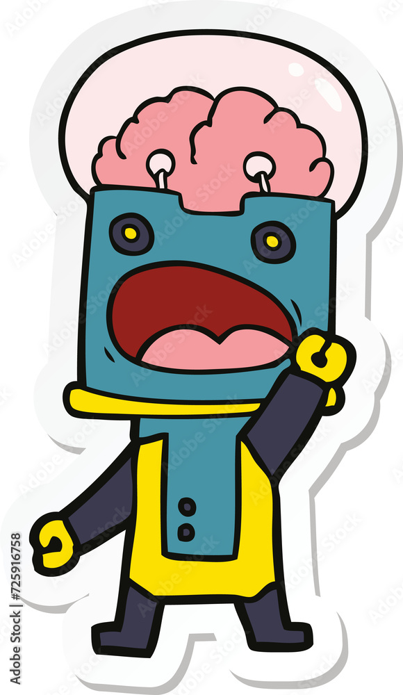 sticker of a cartoon robot sticker of a cartoon robot