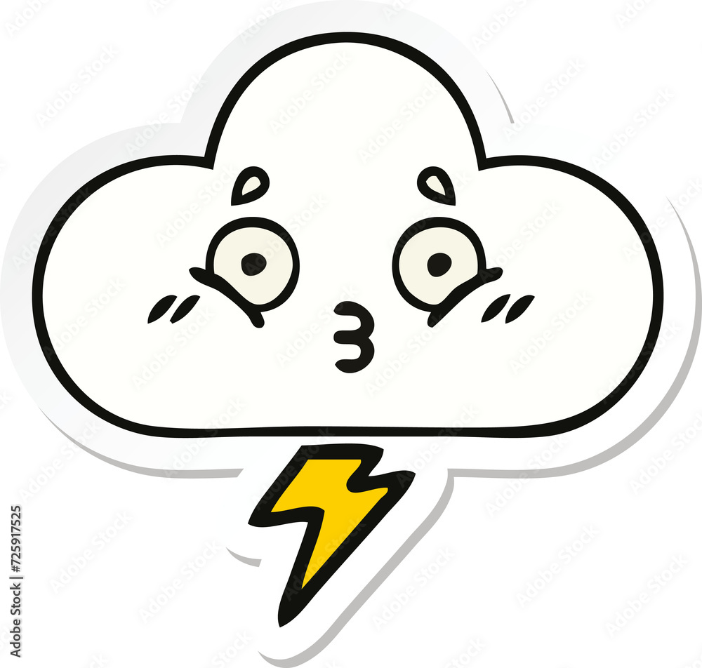 sticker of a cute cartoon thunder cloud sticker of a cute cartoon thunder cloud