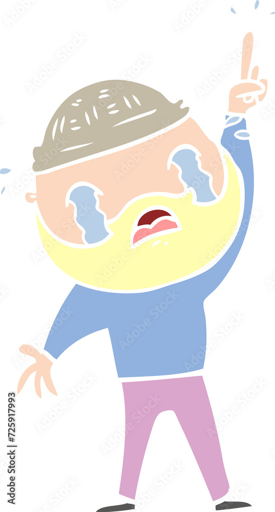 flat color style cartoon bearded man crying flat color style cartoon bearded man crying