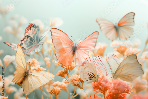 Macro photography of butterfly. Graceful butterflies soar in a flower garden. © nutalina