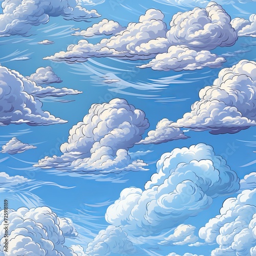 Dreamy and Delicate Cloud Painting Seamless Pattern for Backgrounds, Textures, and Artistic Projects