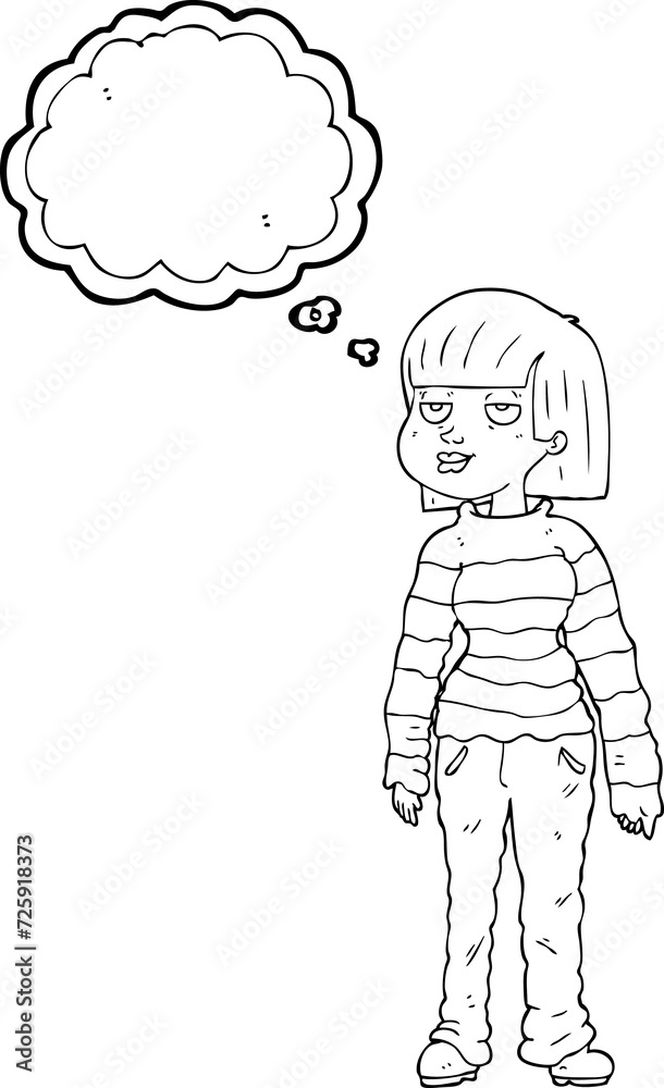 thought bubble cartoon woman in casual clothes thought bubble cartoon woman in casual clothes
