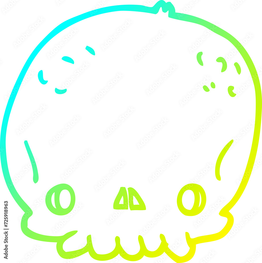 cold gradient line drawing cartoon skull