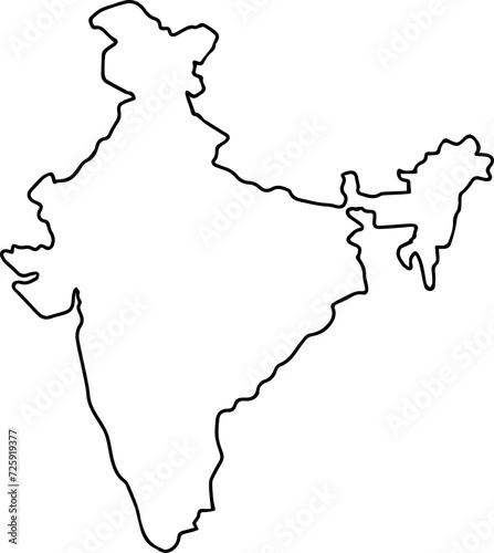 Indian map icon, outline style white background