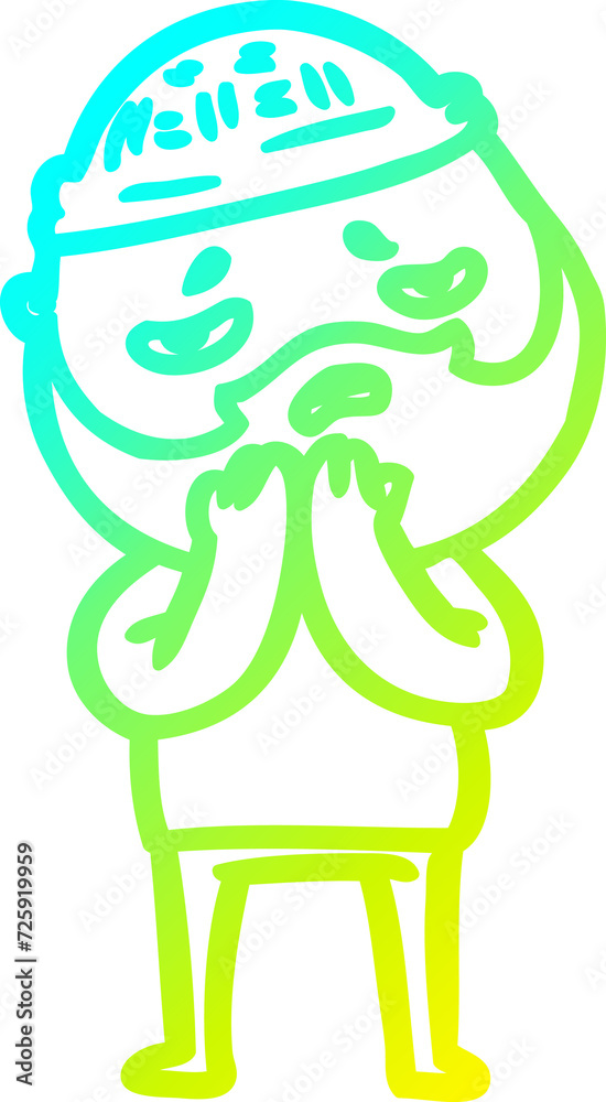 cold gradient line drawing cartoon worried man with beard cold gradient line drawing cartoon worried man with beard