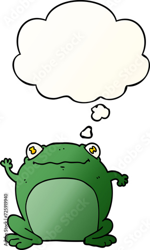 cartoon frog and thought bubble in smooth gradient style