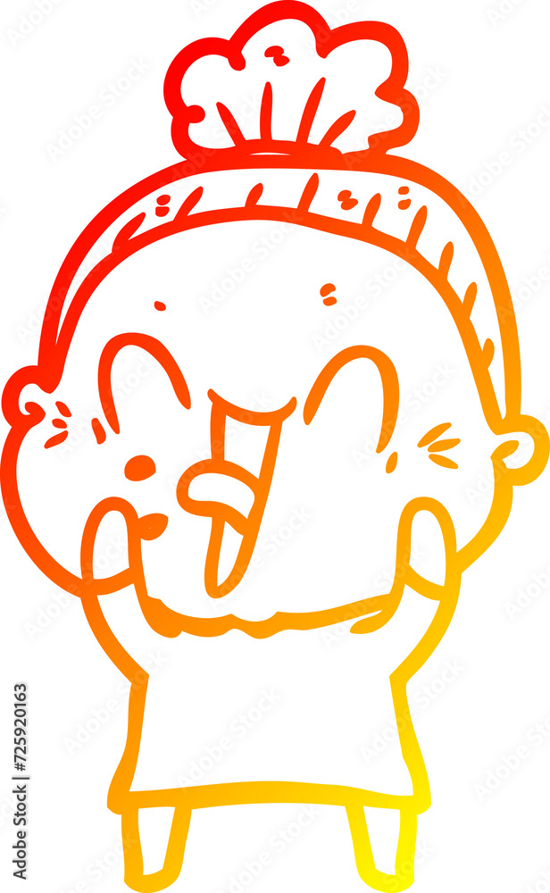 warm gradient line drawing cartoon happy old woman warm gradient line drawing cartoon happy old woman