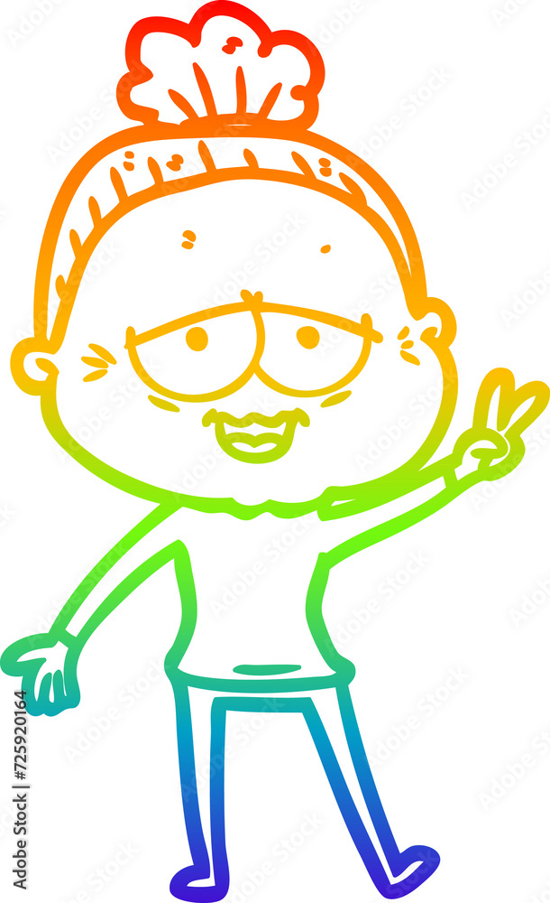 rainbow gradient line drawing cartoon happy old lady rainbow gradient line drawing cartoon happy old lady