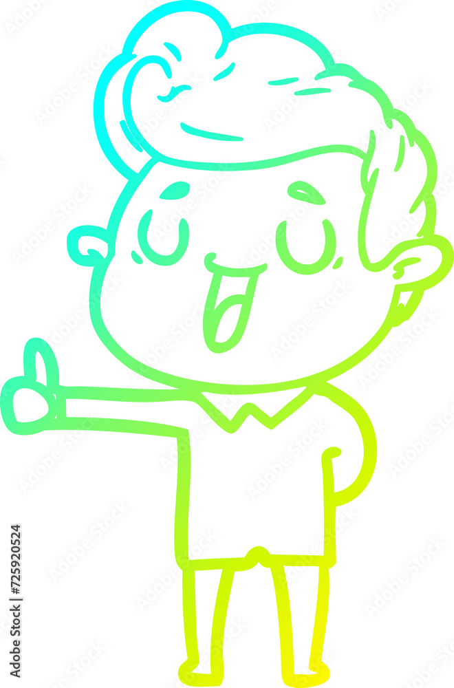 cold gradient line drawing happy cartoon man cold gradient line drawing happy cartoon man